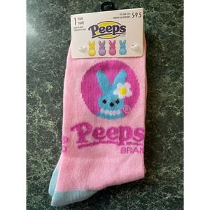 NEW PEEPS Pink/Blue Bunny Easter Crew Socks Unisex Adult   Size 5-9.5